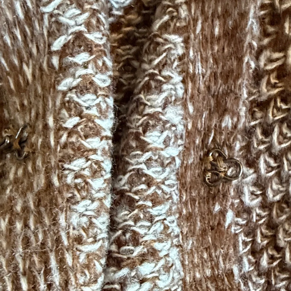 Oona & Maud Brown Wrap Cardigan Sweater Removable Faux Fur Collar Size S